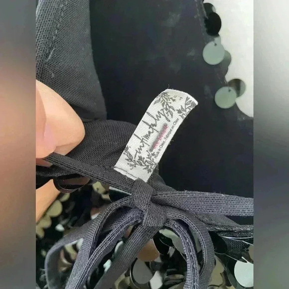 Free People Paillette Party Midi Slip Dress Size Small Black Sequin Sleeveless - Picture 6 of 6